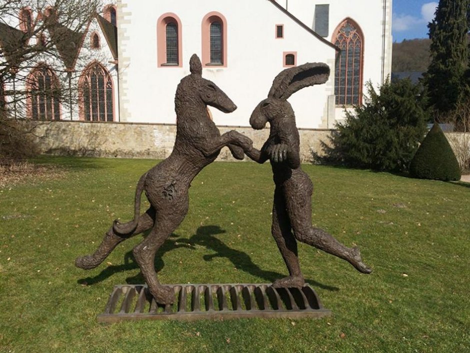 Pink Lady Dancing with Big Brown Dog